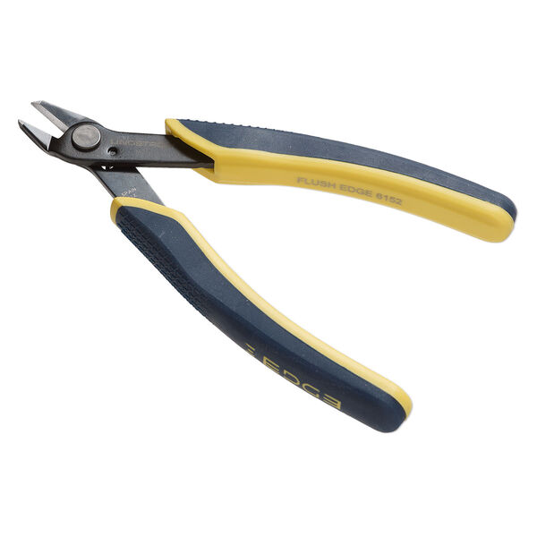 Pliers, Lindstrom® Edge series, flush-cutter, alloyed steel and plastic, ergonomic handle, blue and yellow, 5-1/4 inches. Sold individually. image number 0