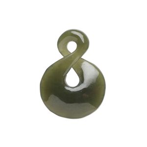 Nephrite jade 1pkg1, hand-cut double-sided infinity drop natural 25x19mm-30x20mm