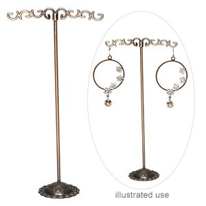 Display, earring, antique copper-finished steel and "pewter" (zinc-based alloy), 6-1/4 x 3 x 1-1/4 inches. Sold per pkg of 2.