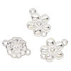 Link, silver-finished "pewter" (zinc-based alloy), 15x13mm and 17x14mm flower enamel blank. Sold per pkg of 3. image number 1