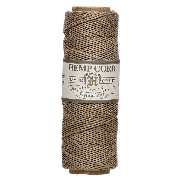 Cord, Hemptique®, polished hemp, dusty olive, 0.5mm, 10-pound test. Sold per 205-foot spool. image number 0