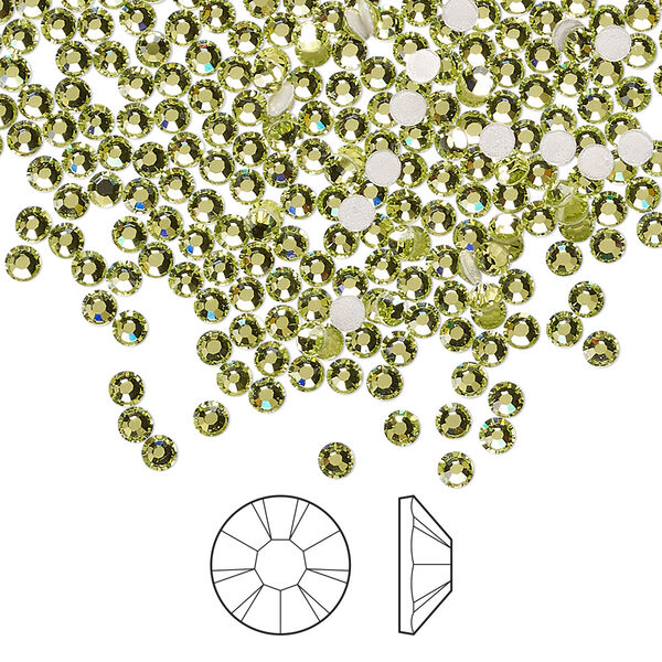 Flat back 1440pk limecicle foil back, Preciosa MAXIMA Czech crystal hotfix rhinestone 2.3-2.5mm chaton rose round SS8 image number 0