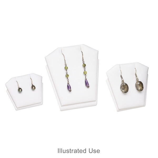 Display, pendant / earring, leatherette, white, assorted sizes. Sold per set of 3. image number 2