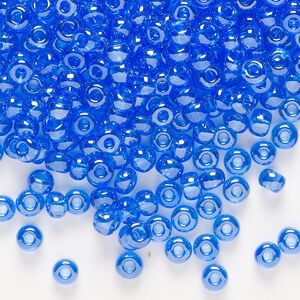 Seed bead, Preciosa Ornela Czech glass, pkg/500g, #6 rocaille, translucent luster light blue, (36050).