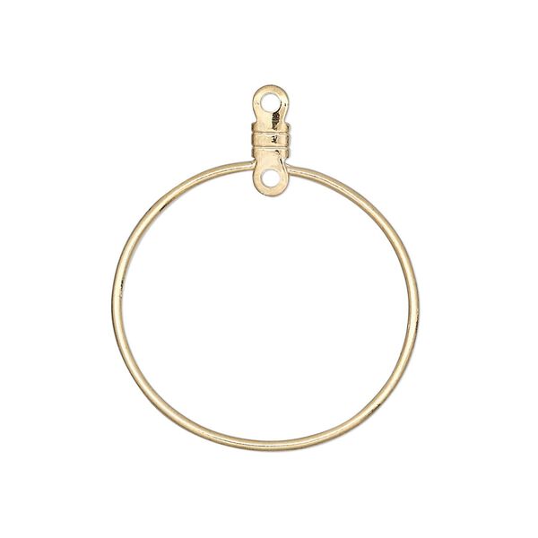 Beading hoop, gold-plated steel, 26mm round with closed loop. Sold per pkg of 10. image number 0
