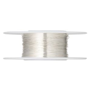 Wire, sterling silver, half-hard, round, 32 gauge. Sold per 1/4 ounce spool, approximately 76 feet.