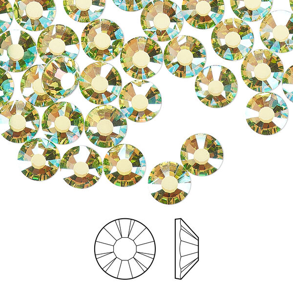 Flat back 288pk limecicle AB foil back, Preciosa MAXIMA Czech crystal rhinestone 6.3-6.5mm chaton rose round SS30 image number 0