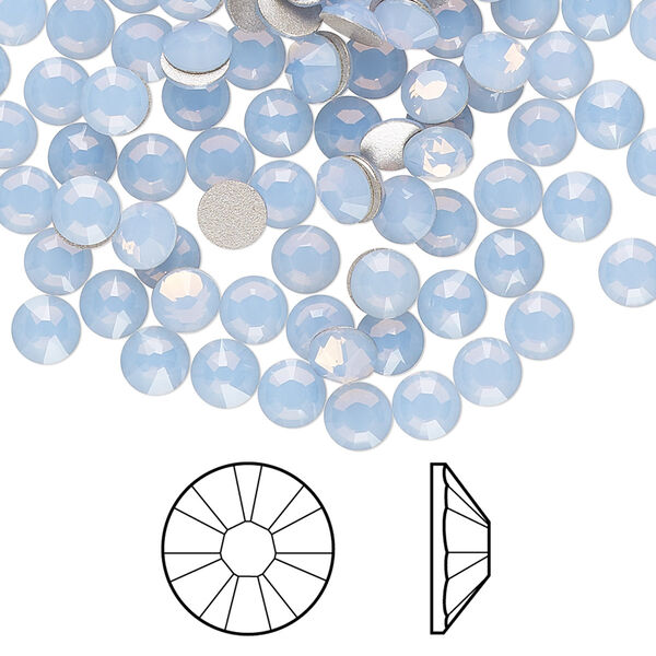 Flat back 144pk air blue opal foil back, Crystal Passions® hotfix rhinestone 4.6-4.8mm rose round SS20 2028 image number 0