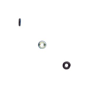 Bead, Czech pressed glass, opaque jet with half-coat AB, 4x1mm ring. Sold per pkg of 100.