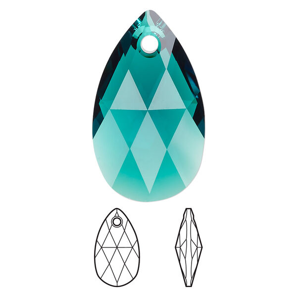 Drop 1pk emerald, Crystal Passions® 28x17mm pendant pear 6106 image number 0