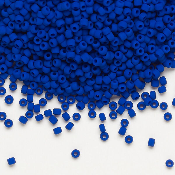 Seed bead, Dyna-Mites™, glass, pkg/40g, #11 round, opaque matte navy blue, (737MA 11/0 RR). image number 0