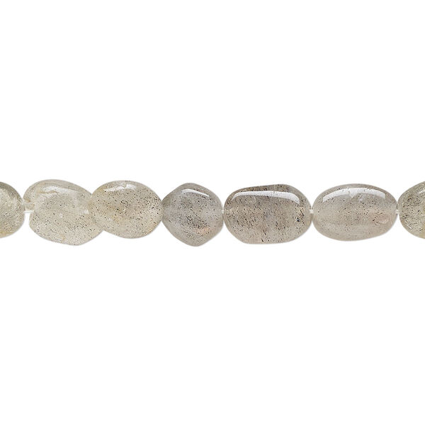 Bead, labradorite (natural), 7x6mm-12x8mm hand-cut puffed oval, D grade, Mohs hardness 6 to 6-1/2. Sold per 13-inch strand. image number 0