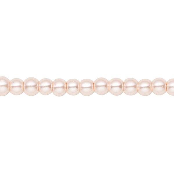 Bead, crystal pearl, medium pink, 4mm round. Sold per pkg of (2) 15-1/2" to 16" strands, approximately 200 beads. image number 0