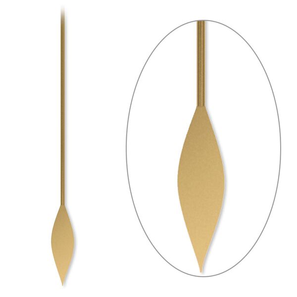 Paddle pin, antique gold-plated brass, 2-inch spear style, 22 gauge. Sold per pkg of 500. image number 0