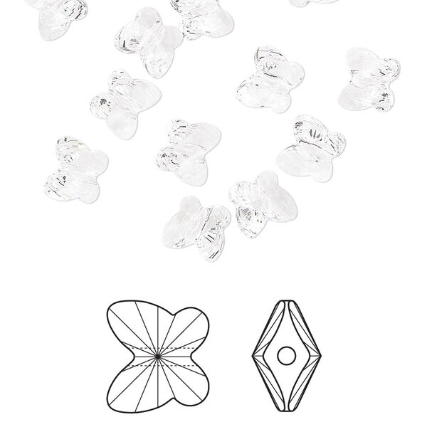 Bead 12pk crystal, Crystal Passions® 6x5mm butterfly 5754 image number 0