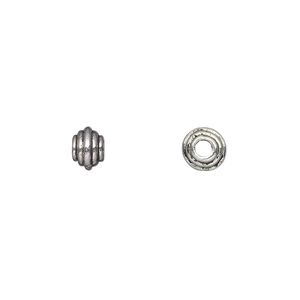 Bead, antique silver-plated "pewter" (zinc-based alloy), 6x4mm rondelle. Sold per pkg of 50.