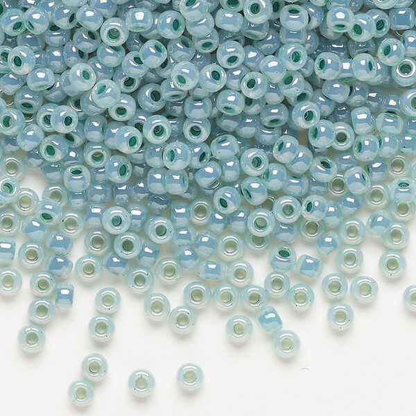 Seed bead, Miyuki, glass, pkg/250g, #8 rocaille, opaque luster alpine green (RR-521). image number 0