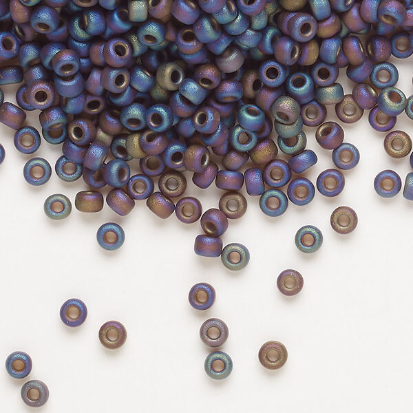 Seed bead, Miyuki, glass, pkg/250g, #8 rocaille, translucent matte rainbow root beer (RR-135FR). image number 0