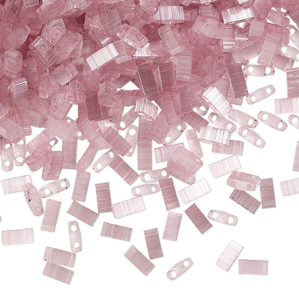 Seed bead, TILA®, glass, pkg/10g, 5x2.3mm half tila rectangle, translucent silk luster purple, (HTL-2597). image number 0