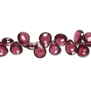 Rhodolite garnet / garnet 1pkg1, hand-cut top-drilled faceted puffed teardrop bead natural 8 inch 6-8mm