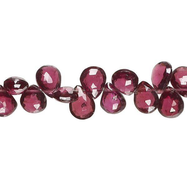 Rhodolite garnet / garnet 1pkg1, hand-cut top-drilled faceted puffed teardrop bead natural 8 inch 6-8mm image number 0