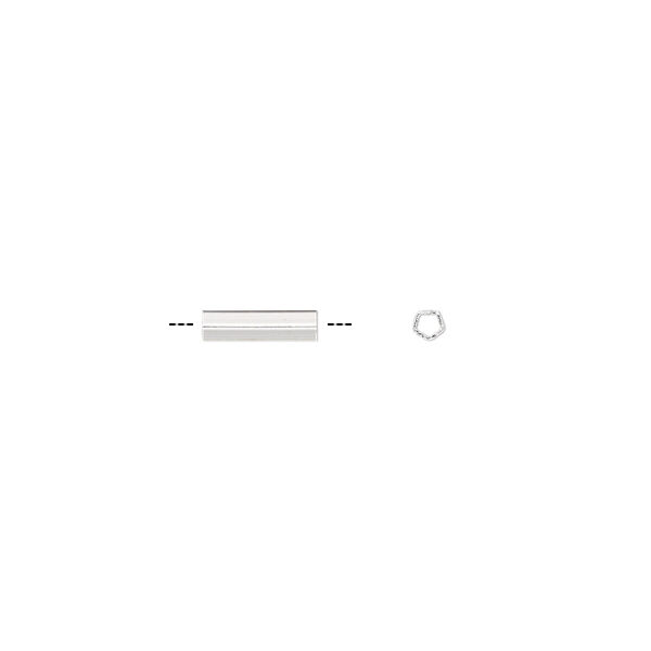Bead, sterling silver, 8x2mm five-sided tube. Sold per pkg of 4. image number 0