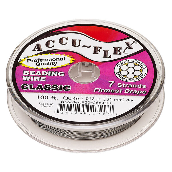 Beading wire, Accu-Flex®, nylon and stainless steel, clear, 7 strand, 0.012-inch diameter. Sold per 100-foot spool. image number 0