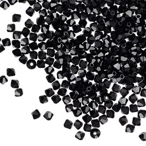 Bead 48pk jet, Preciosa Czech crystal 3mm bicone