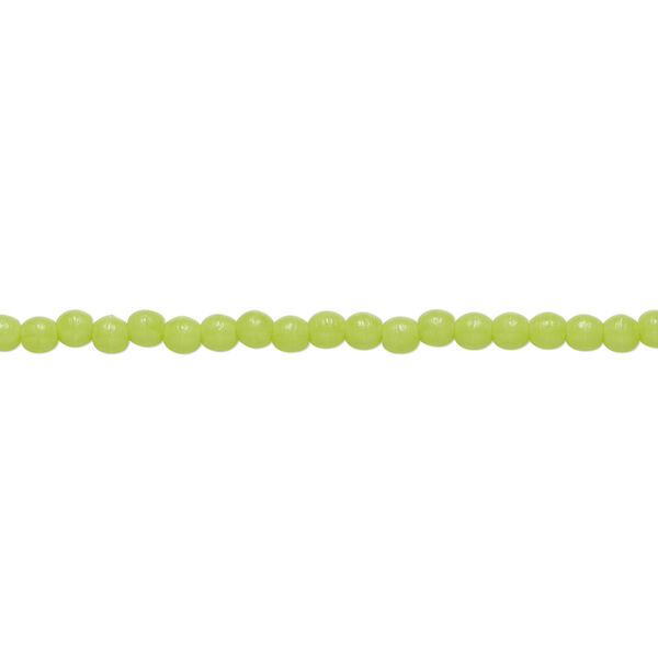 Bead, Czech pressed glass, opaque green, 2mm round. Sold per 15-1/2" to 16" strand. image number 0