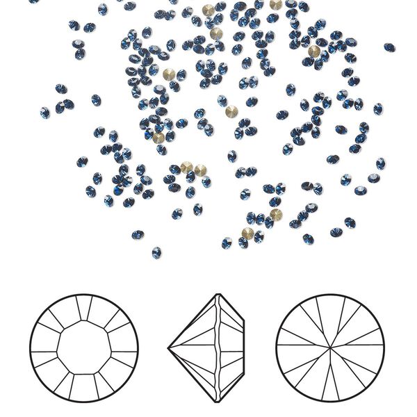 Chaton 12pk dark sapphire foil back, Crystal Passions® Regenerated 1.3-1.35mm round PP6 1028 image number 0