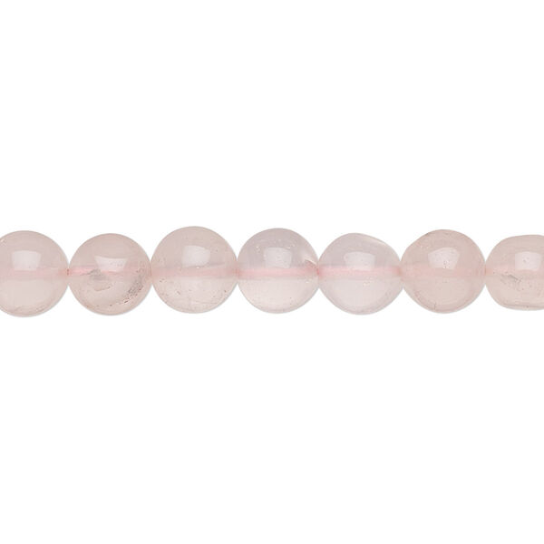 Bead, rose quartz (natural), light, 5-7mm hand-cut round, C+ grade, Mohs hardness 7. Sold per 13-inch strand. image number 0
