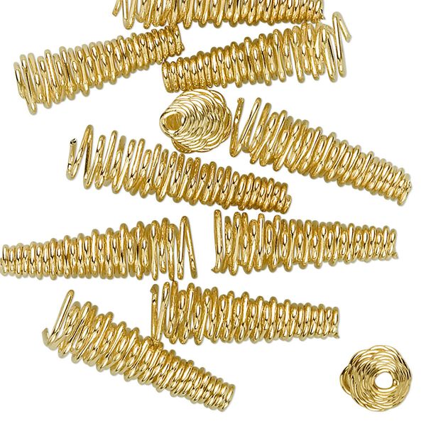 Cone, gold-finished brass, 19x6mm-23x6mm spiral, 2.5mm inside diameter. Sold per pkg of 12. image number 0