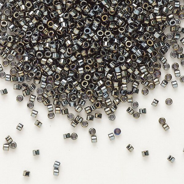 Seed bead, Delica®, glass, pkg/250g, #11 round, opaque metallic iris steel (DB-0026). image number 0