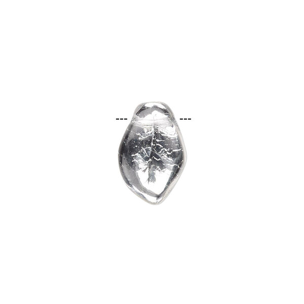 Bead, Czech pressed glass, silver, 14x9mm top-drilled leaf. Sold per 15-1/2" to 16" strand, approximately 60 beads. image number 0