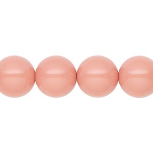 Pearl 30pk salmon rose, Preciosa Czech crystal 12mm round