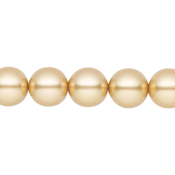 Pearl 10pk gold, Preciosa Czech crystal 10mm round image number 0