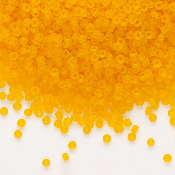 Seed bead, Dyna-Mites™, glass, pkg/40g, #11 round, translucent matte orange, (6MA 11/0 RR). image number 0