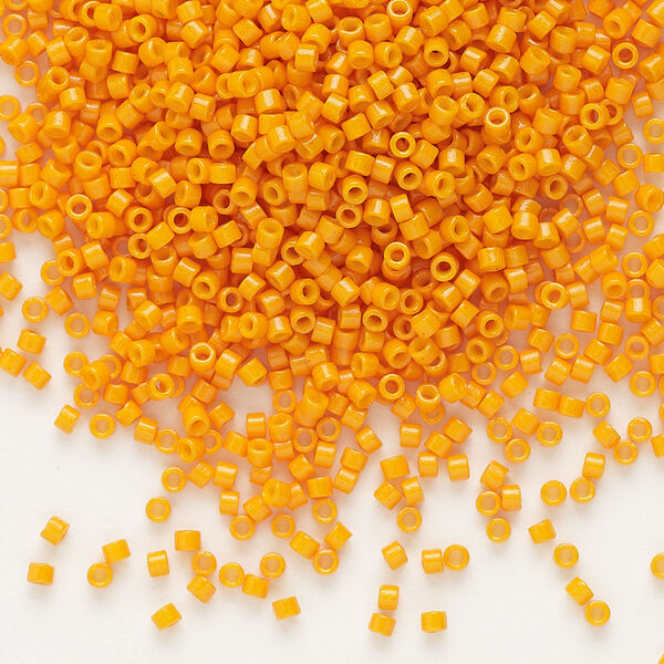 Seed bead, Delica®, glass, pkg/250g, #11 round, Duracoat® opaque outside dyed mango (DB-2104). image number 0