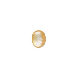 Cabochon, gold lip shell (natural), 10x8mm calibrated oval, Mohs hardness 3-1/2. Sold per pkg of 2.