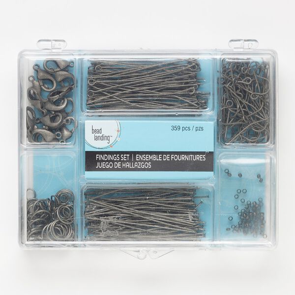Finding, antique nickel-finished "pewter" (zinc-based alloy), assorted. Sold per 359-piece set. image number 0