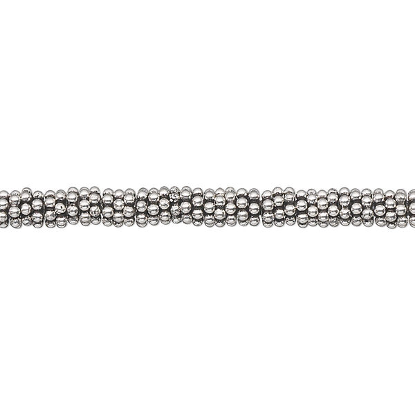 Bead, antiqued sterling silver, 4x1mm beaded rondelle. Sold per 1-troy ounce pkg, approximately 300-320 beads. image number 0