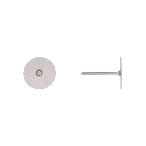 Earstud 1pkg10 titanium, 10mm flat pad, 21 gauge stainless steel 5 pair image number 0