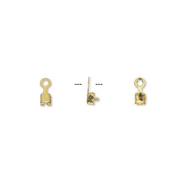 Connector, gold-finished brass, 2.5x2.5mm, fits 2mm cupchain. Sold per pkg of 50. image number 0