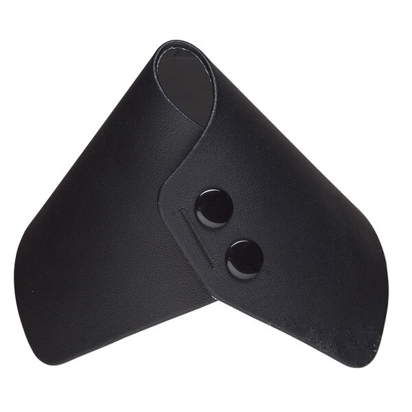 Display, bracelet, leatherette, black, 3-1/4 x 3-3/8 x 4-inch wrap-around snap cone. Sold individually. image number 2