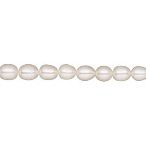 Pearl, White Lotus™, cultured freshwater (bleached), white, 4-5mm rice, C grade, Mohs hardness 2-1/2 to 4. Sold per 15-1/2" to 16" strand.