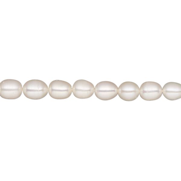 Pearl, White Lotus™, cultured freshwater (bleached), white, 4-5mm rice, C grade, Mohs hardness 2-1/2 to 4. Sold per 15-1/2" to 16" strand. image number 0