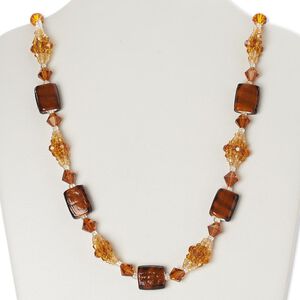 Necklace, glass and lampworked glass, multicolored, 30-inch continuous loop. Sold individually.