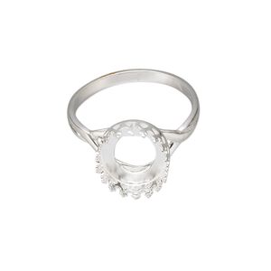 Ring, sterling silver, 13x11.5mm oval with 12x10mm oval cabochon bezel setting, size 9. Sold individually.