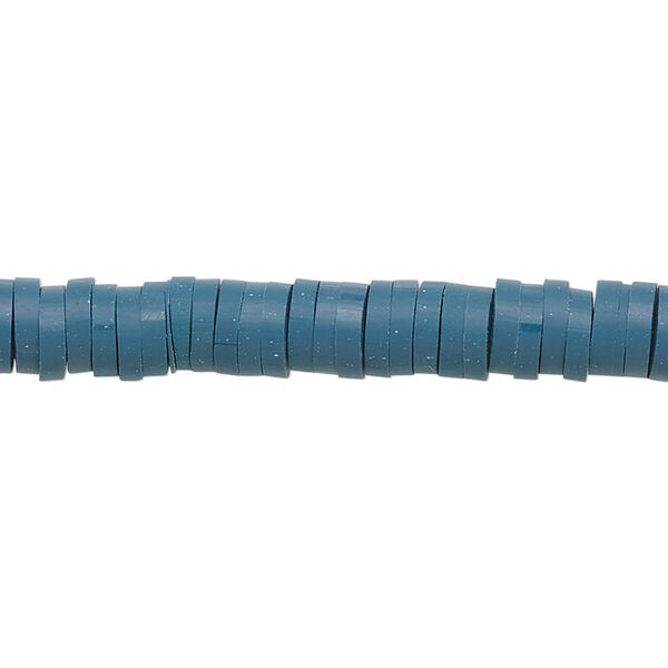 Bead, polymer clay, opaque teal, 6x1.5mm heishi. Sold per pkg of (2) 15-1/2" to 16" strands. image number 0