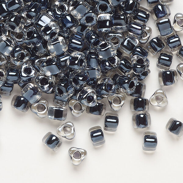 Seed bead, Miyuki 1pkg10g, glass, #5 triangle, transparent black inside dyed color clear (TR-1106) image number 0